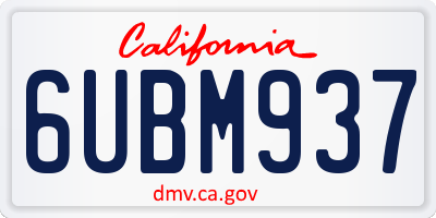 CA license plate 6UBM937