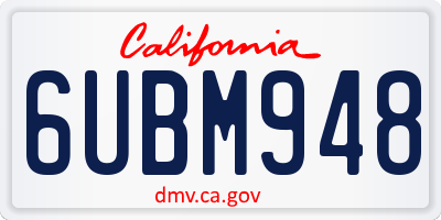 CA license plate 6UBM948