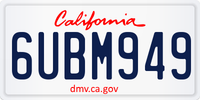CA license plate 6UBM949