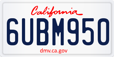 CA license plate 6UBM950