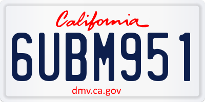 CA license plate 6UBM951