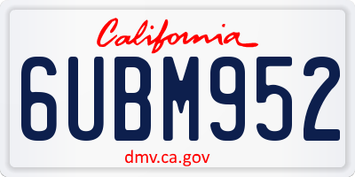 CA license plate 6UBM952