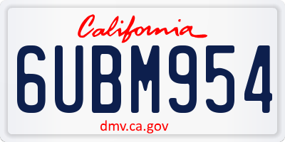 CA license plate 6UBM954