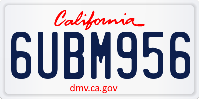 CA license plate 6UBM956