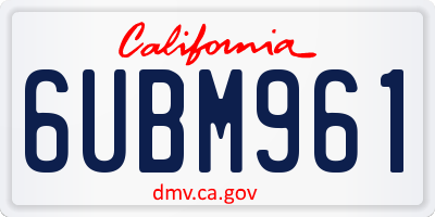 CA license plate 6UBM961