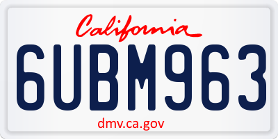 CA license plate 6UBM963