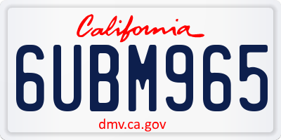 CA license plate 6UBM965