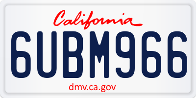 CA license plate 6UBM966