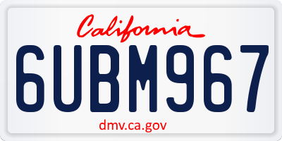 CA license plate 6UBM967