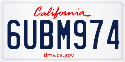 CA license plate 6UBM974