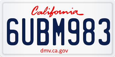 CA license plate 6UBM983