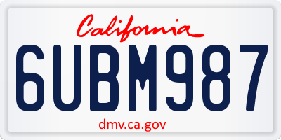 CA license plate 6UBM987