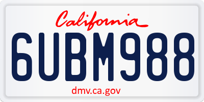 CA license plate 6UBM988