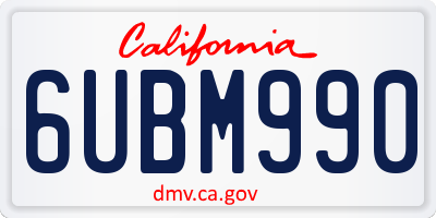 CA license plate 6UBM990