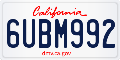 CA license plate 6UBM992