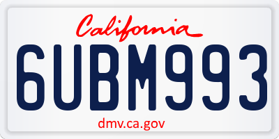 CA license plate 6UBM993