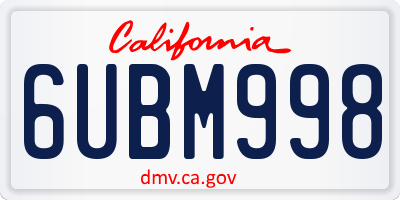CA license plate 6UBM998