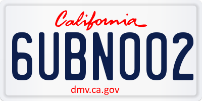 CA license plate 6UBN002
