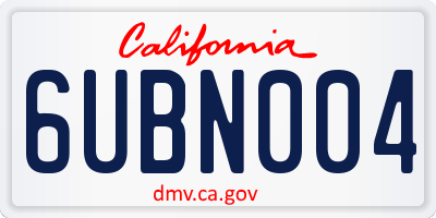 CA license plate 6UBN004
