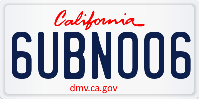 CA license plate 6UBN006