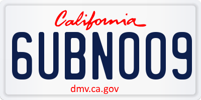 CA license plate 6UBN009