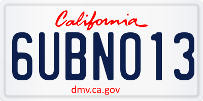 CA license plate 6UBN013