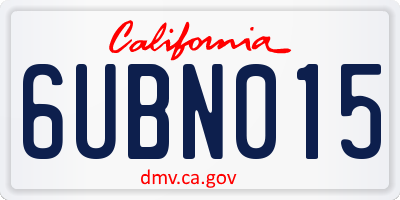 CA license plate 6UBN015