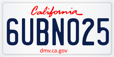 CA license plate 6UBN025