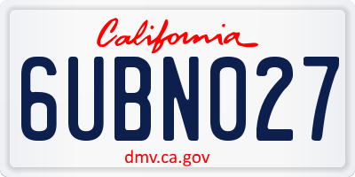 CA license plate 6UBN027