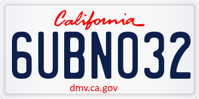CA license plate 6UBN032