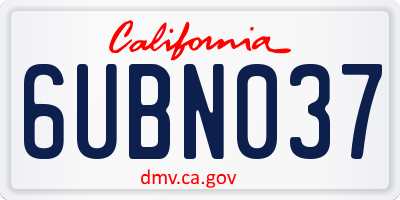 CA license plate 6UBN037