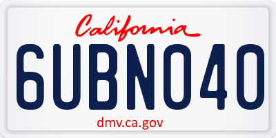 CA license plate 6UBN040