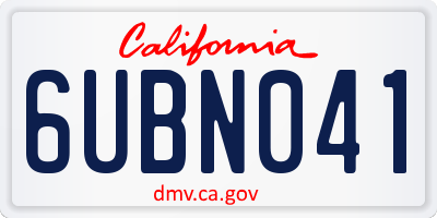 CA license plate 6UBN041