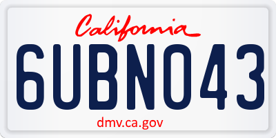 CA license plate 6UBN043