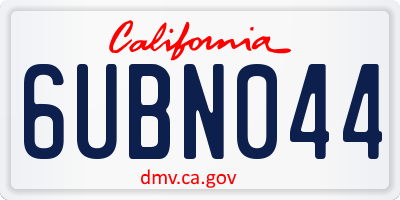 CA license plate 6UBN044