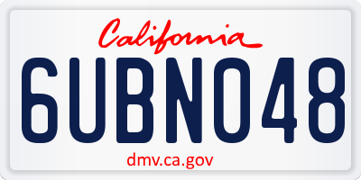 CA license plate 6UBN048