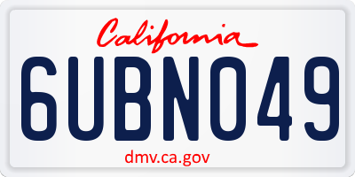 CA license plate 6UBN049