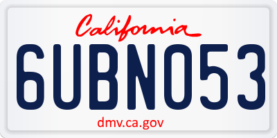 CA license plate 6UBN053