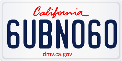 CA license plate 6UBN060