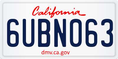CA license plate 6UBN063