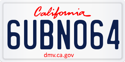 CA license plate 6UBN064