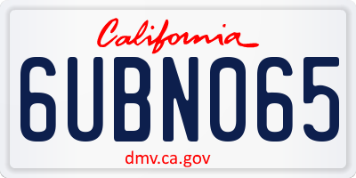 CA license plate 6UBN065