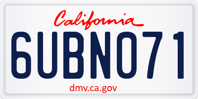 CA license plate 6UBN071