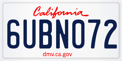 CA license plate 6UBN072