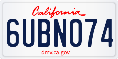 CA license plate 6UBN074