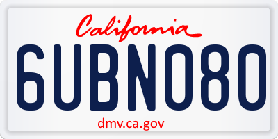 CA license plate 6UBN080