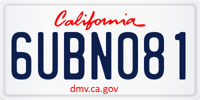 CA license plate 6UBN081