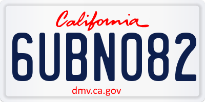 CA license plate 6UBN082
