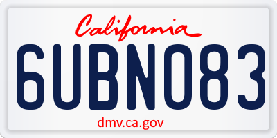 CA license plate 6UBN083