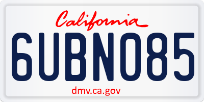 CA license plate 6UBN085
